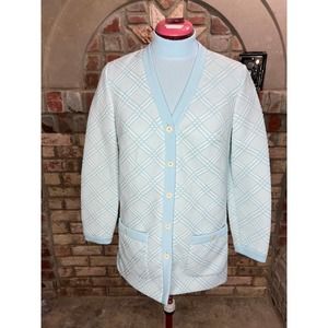 Butte Knit cardigan sweater set textured geometric mock neck 1950s